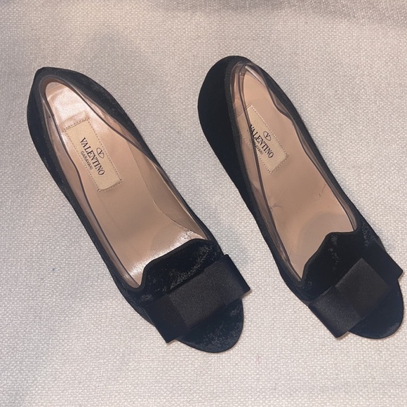 Valentino Velvet Chunky Heels Size 37 1/2 - Picture 2 of 7